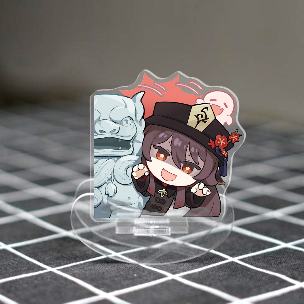 Standee mica lắc lư in hình nhân vật anime Hutao Genshin impact decor góc học tập làm quà tặng bạn bè
