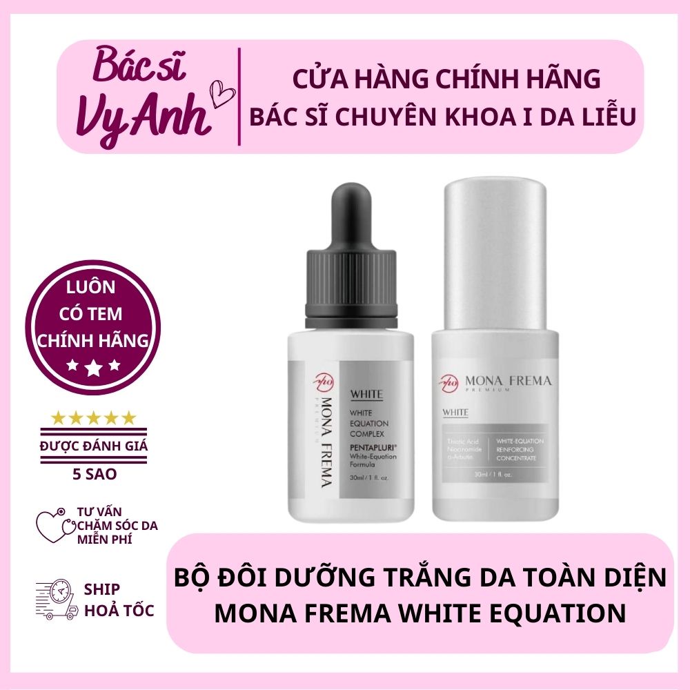 BỘ ĐÔI DƯỠNG TRẮNG TOÀN DIỆN MONA FREMA WHITE EQUATION SERUM VÀ SỮA DƯỠNG