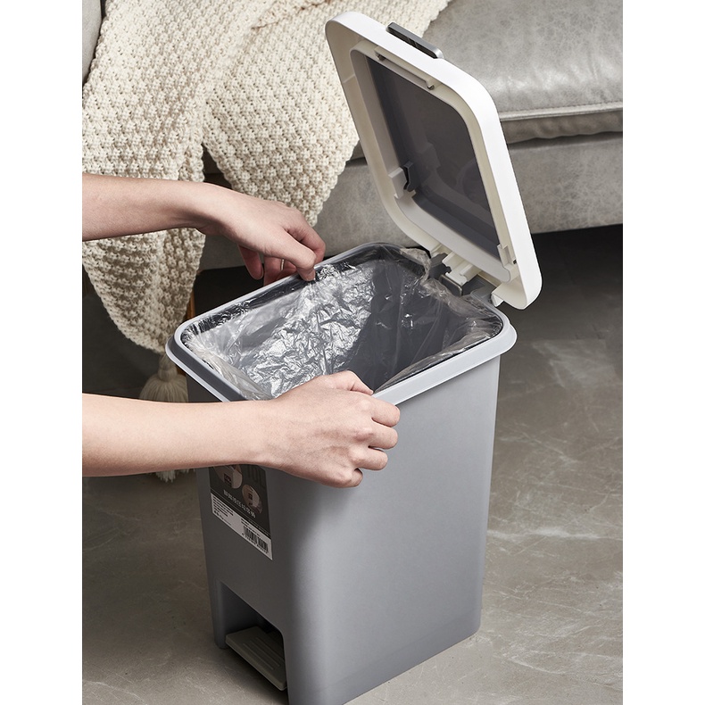 Thùng rác đạp chữ nhật Hiro 20L-Thùng Rác Có Bàn Đạp Nhấn Tiện Dụng Cho Nhà Bếp