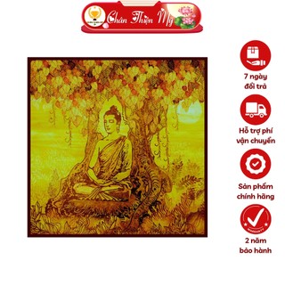 Hào quang phật thích ca in tranh trúc chỉ vuông chân thiện mỹ, trang trí bàn thờ phật, ban thờ treo tường tc-tv-06
