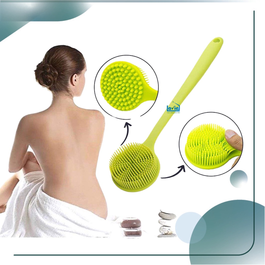 Bàn chải chà lưng cán dài làm sạch cơ thể bằng silicon