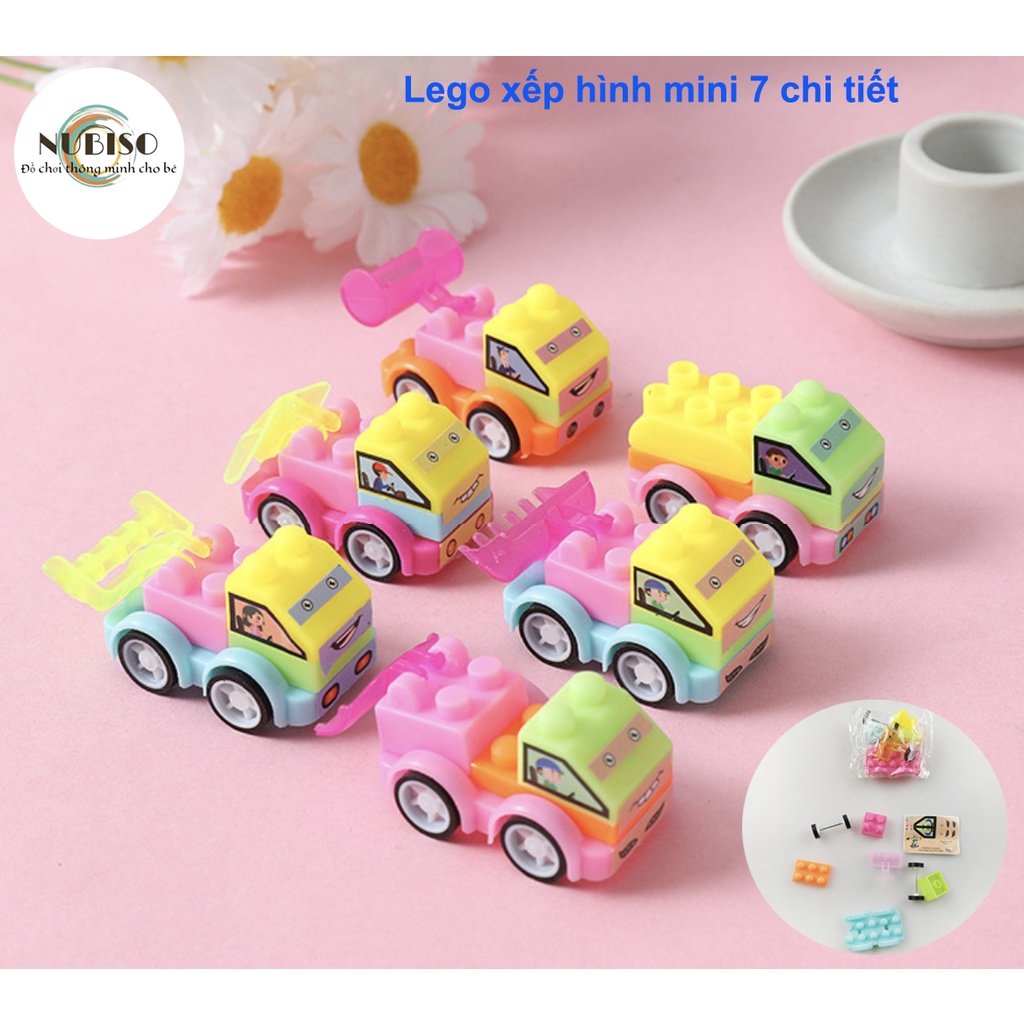 Lego xe tải mini bộ 7 chi tiết nhiều màu cho bé từ 3-6 tuổi