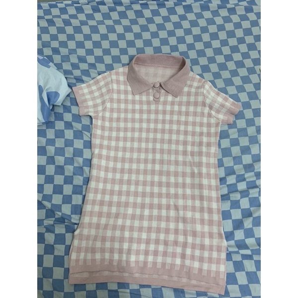 Pass đầm len caro hồng