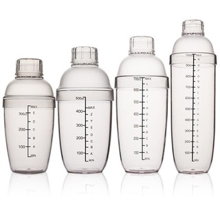 Bình lắc Shaker pha chế nhựa chia vạch đen 500ml - 700ml - 1000ml - nắp bình lắc