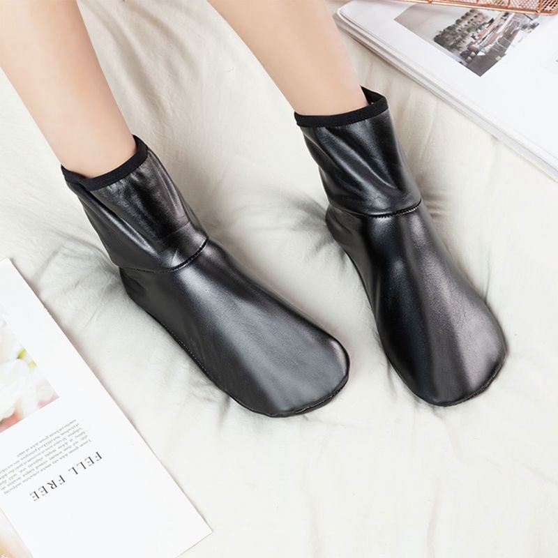 Đôi Vớ Da Giữ Ấm Chống Trượt Phối Lông Nhung Mềm Mại Dành Cho Nam Nữ Mang Trong Nhà