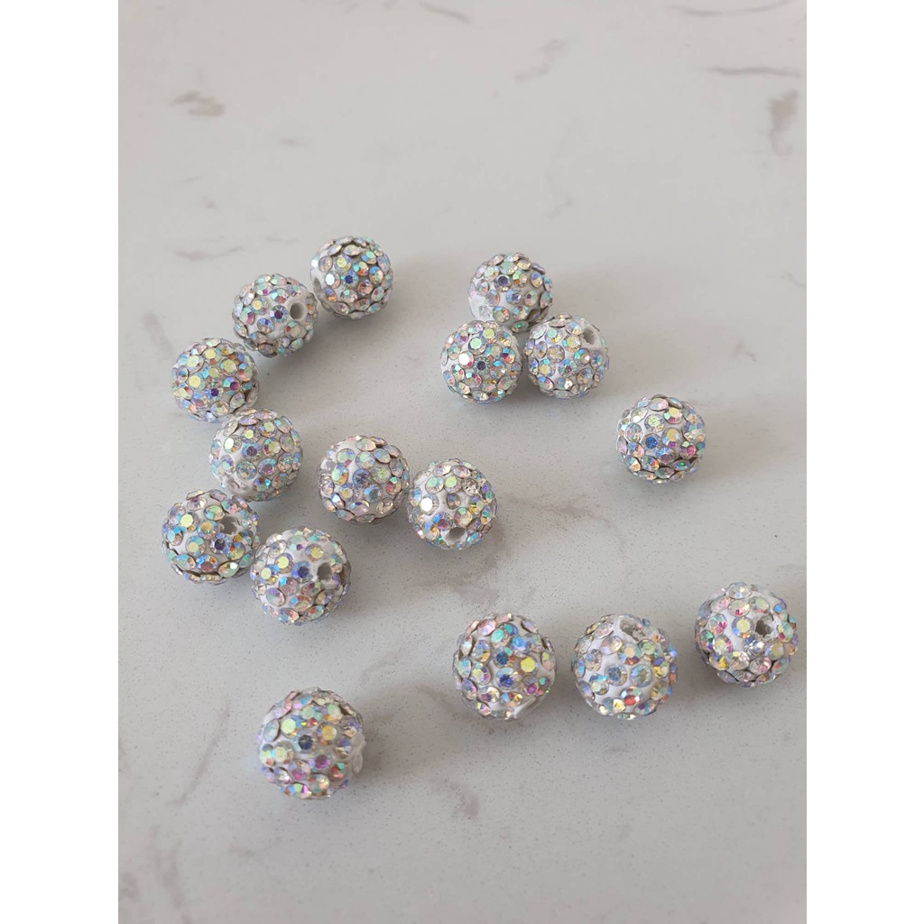(1 hạt)Quả cầu đính đá 10mm, Nguyên liệu làm trang sức cổ trang, Nguyên liệu diy