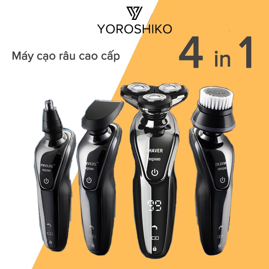 Máy cạo râu 9D SHAVER cao cấp chính hãng loại 4in1 chống nước chuẩn IPX7 Yoroshiko