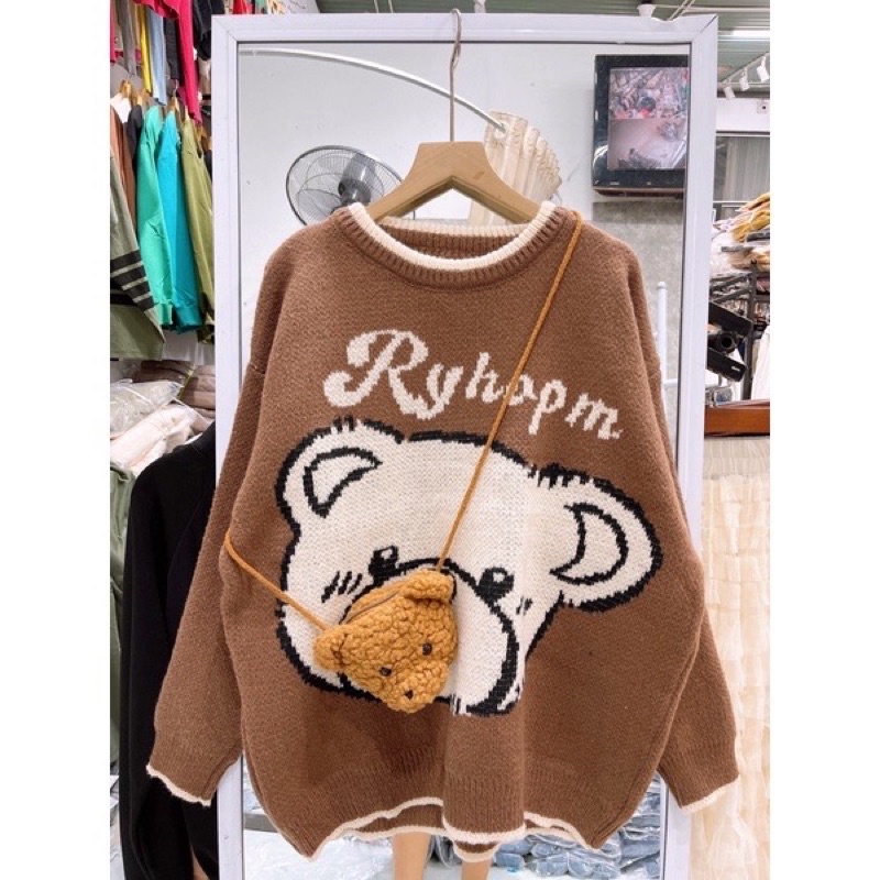 Áo len gấu nâu hàng quảng châu kèm túi gấu siêu xinh loại 1