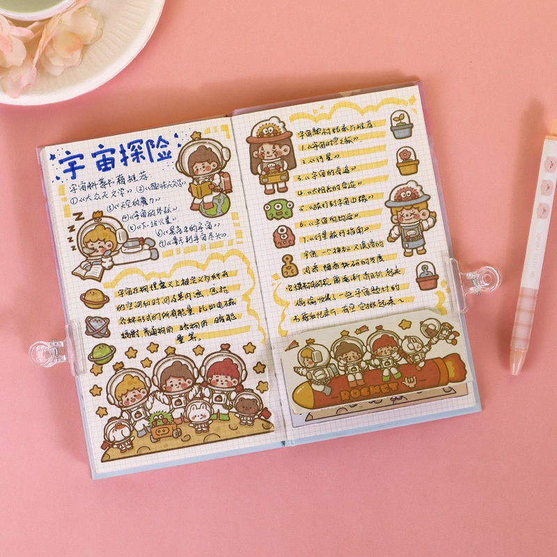 Set 4 Sticker Dán Trang Trí Sổ Tay in Muzi 9th Bullet Họa Tiết Hoạt Hình Dễ Thương