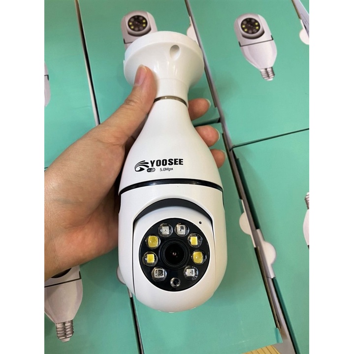 Camera Yoosee bóng đèn wifi ngụy trang dấu kín xoay360 độ nói chuyện 2 chiều chống trộm theo dõi chuyển động hình có màu