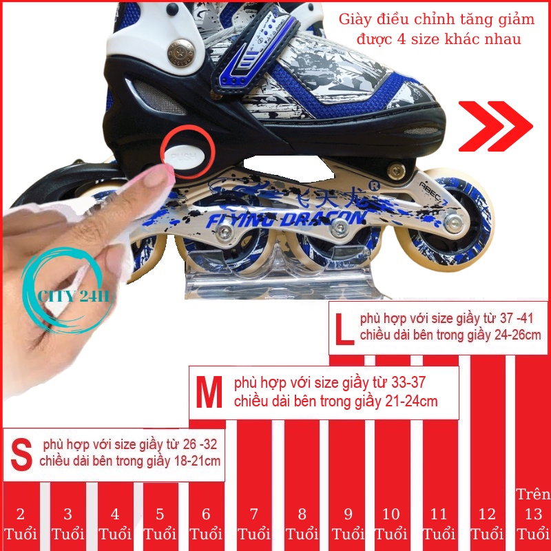 Giầy Trượt Patin Phát Sáng Cao Cấp - Giầy PaTin Trẻ Em Người Lớn - Bánh Cao Su