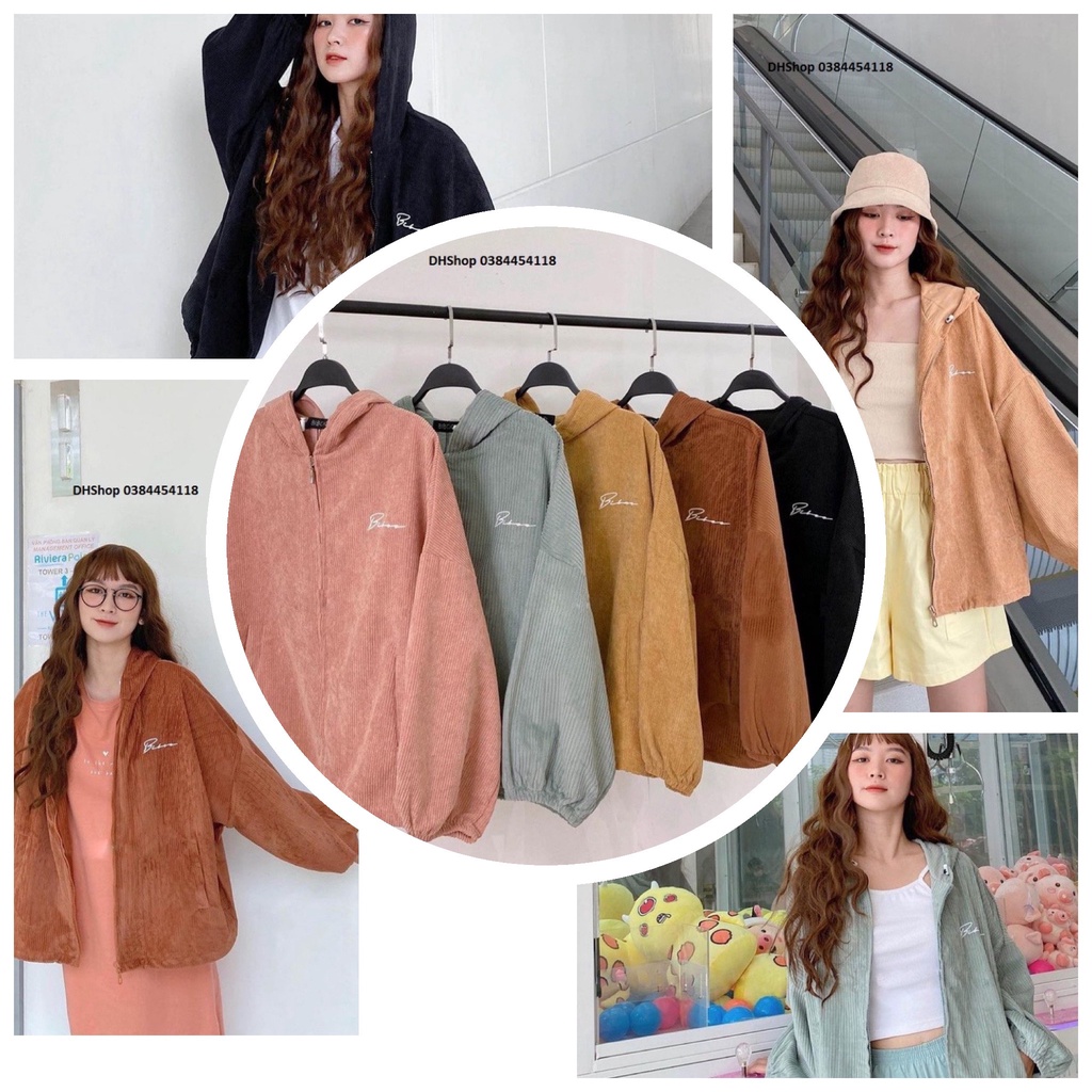 Áo khoác nhung tăm nữ, áo khoác nữ form rộng unisex nam nữ couple hoạ tiết thêu chữ sắc nét nổi bật Bunny_036