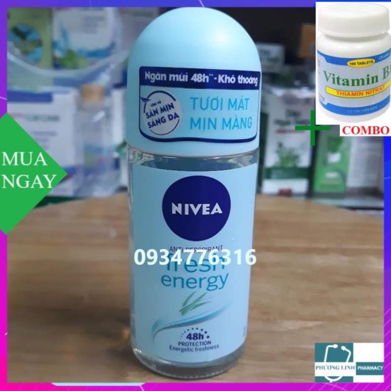 Combo Vitamin B1 chai 100 viên+ Lăn khử mùi Nivea Nam Nữ