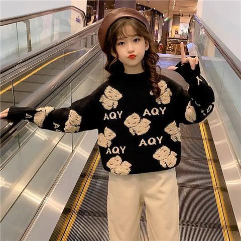 Áo len cho bé gái áo len trẻ em lớn áo len trẻ em áo len dệt kim áo len bé gái áo len mùa đông quần áo trẻ em thời trang trung bình trẻ em lớn