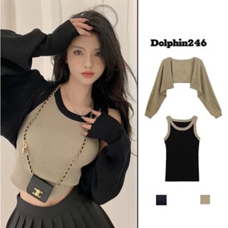Set Áo Khoác Len Cardigan Croptop Tay Dài 2 Chi Tiết Dáng Rộng Phong Cách Hàn Quốc Thời Trang Cho Nữ M26 C2-6
