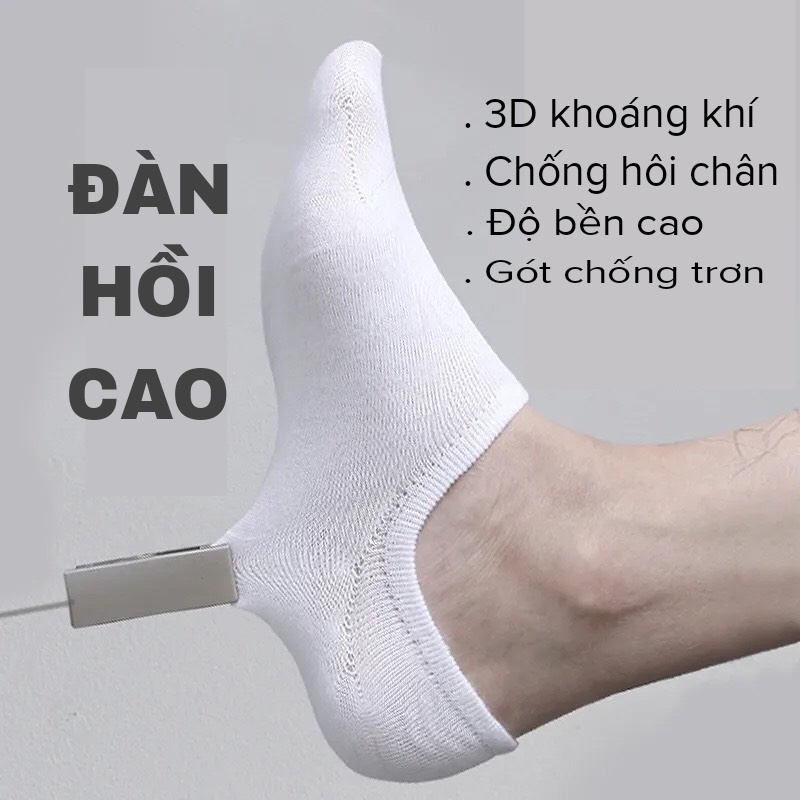 Tất hài nam đi giày lười mùa hè có silicon - tất công sở nam ngắn màu trắng đen xám