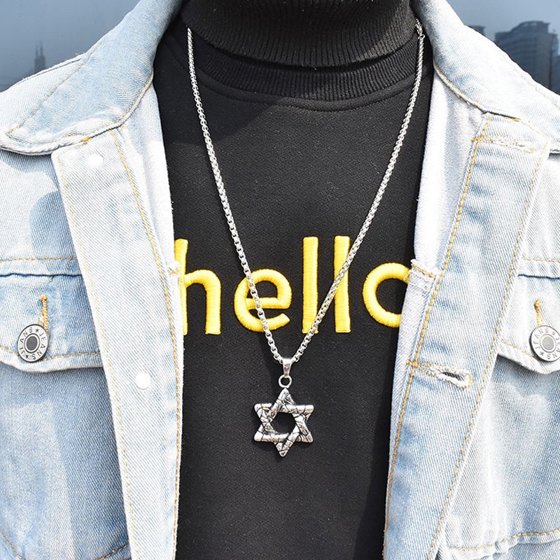 Dây Chuyền nam nữ unisex Ngôi Sao 6 Cánh Merin. Accessories màu bạc Titan đẹp phụ kiện thời trang - Vòng cổ Ngôi Sao