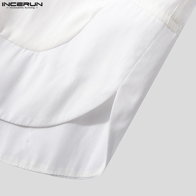 Áo thun cotton INCERUN tay ngắn cổ tròn màu sắc đơn giản dành cho nam giới