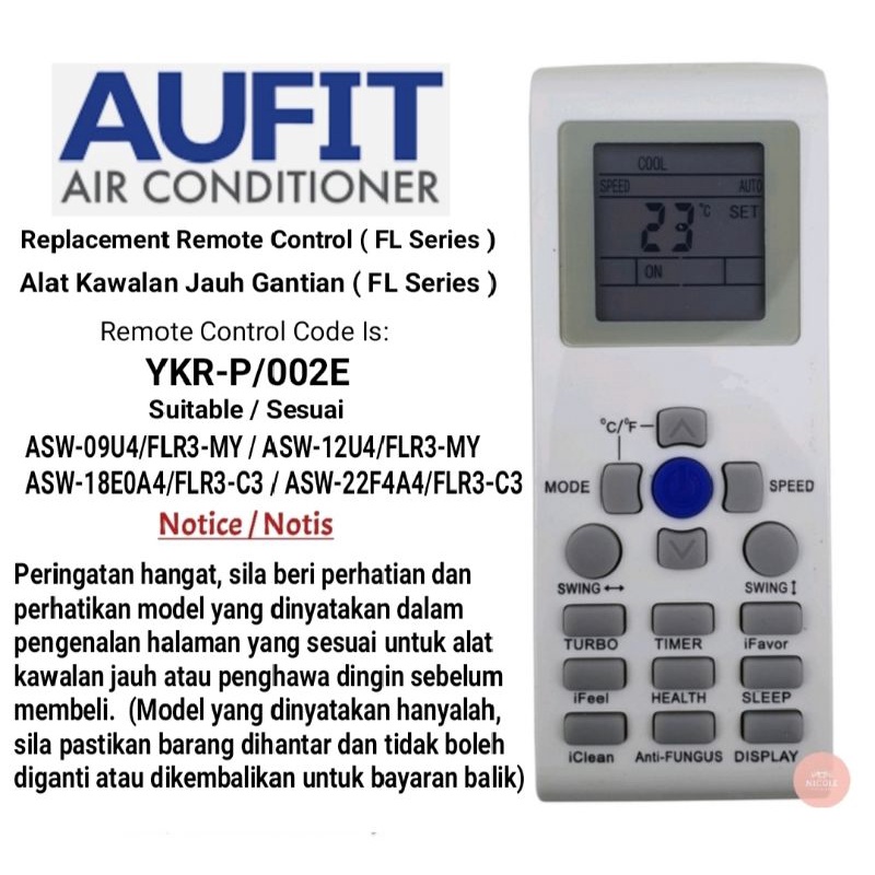Điều khiển từ xa thay thế điều hòa Aufit tương thích
