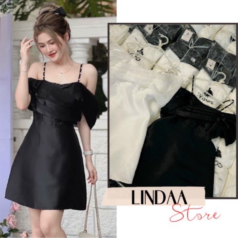 ĐẦM DỰ TIỆC 2 DÂY ĐÍNH HẠT TRỄ VAI ROSIE DRESS