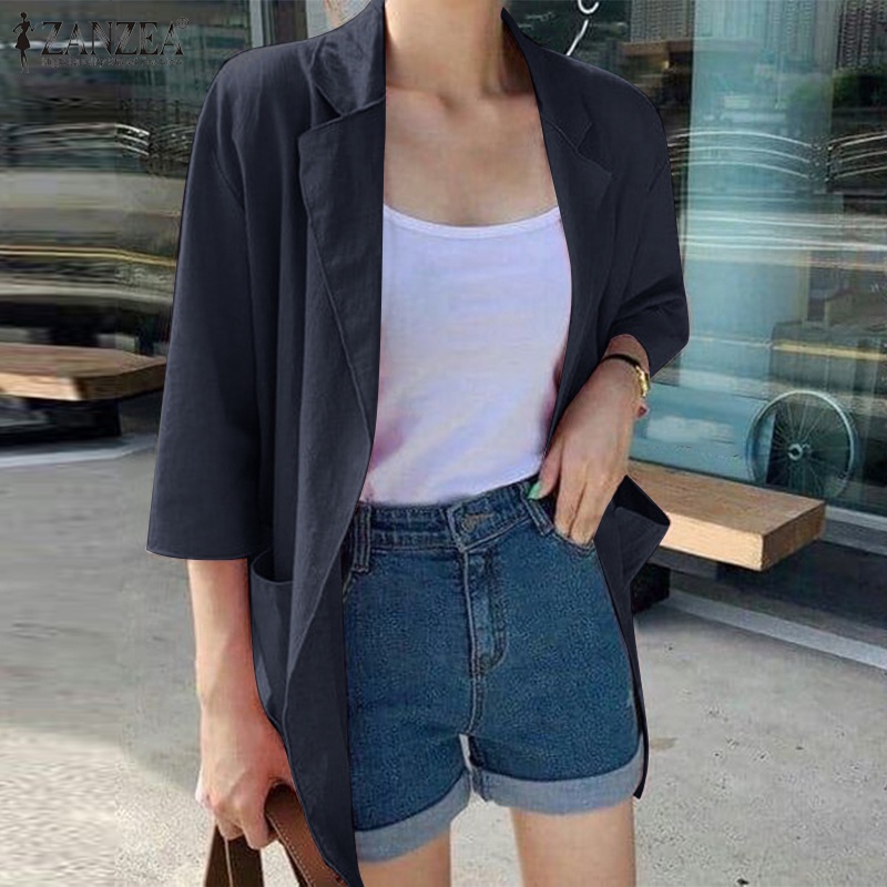 ZANZEA Áo Khoác Blazer Tay Lỡ 3 / 4 Thời Trang Cho Nữ