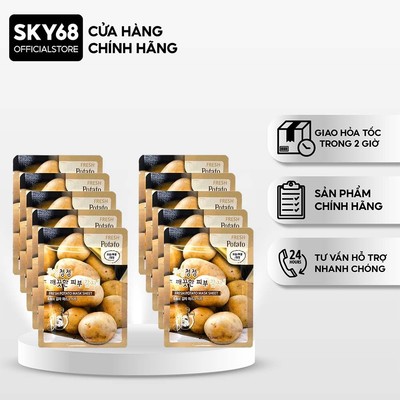 Combo 10 Mặt nạ dưỡng trắng da chiết xuất khoai tây 3W Clinic Fresh Potato Mask Sheet 23ml x 10