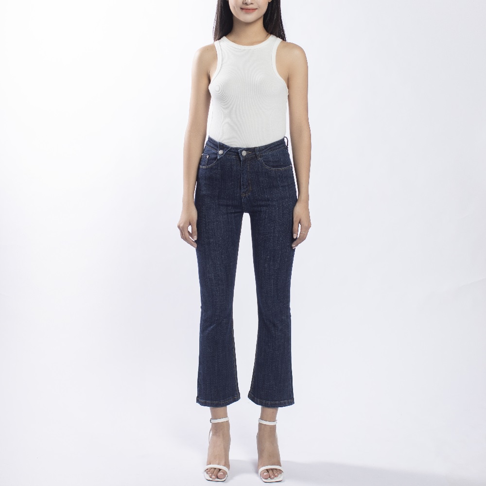 Quần jean ống loe - Quần bò nữ denim cạp cao có gấu dáng ôm thời trang L04 - La’coba