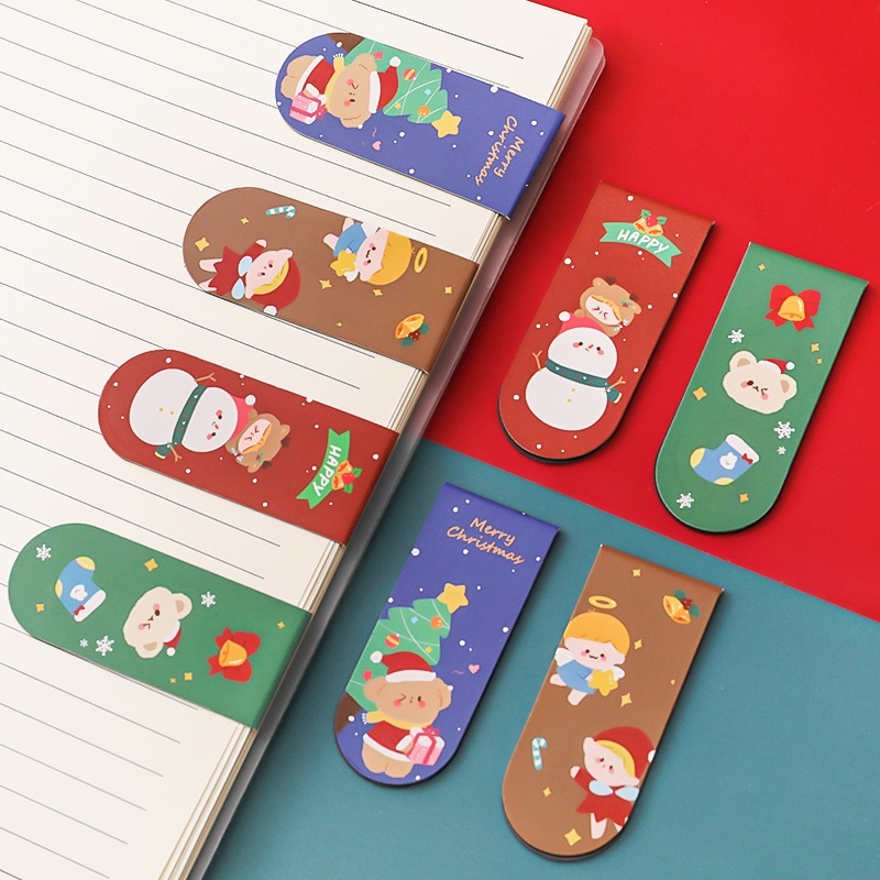 Giá Đỡ Đánh Dấu Trang Sách Mini Từ Tính Họa Tiết Giáng Sinh Dễ Thương Có Thể