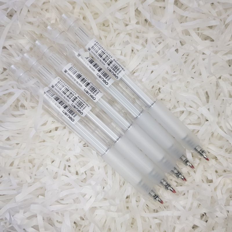 Bút gel Deli văn phòng sinh viên thiết kế vỏ trong suốt ngòi 0,5mm mực đen A057B-01