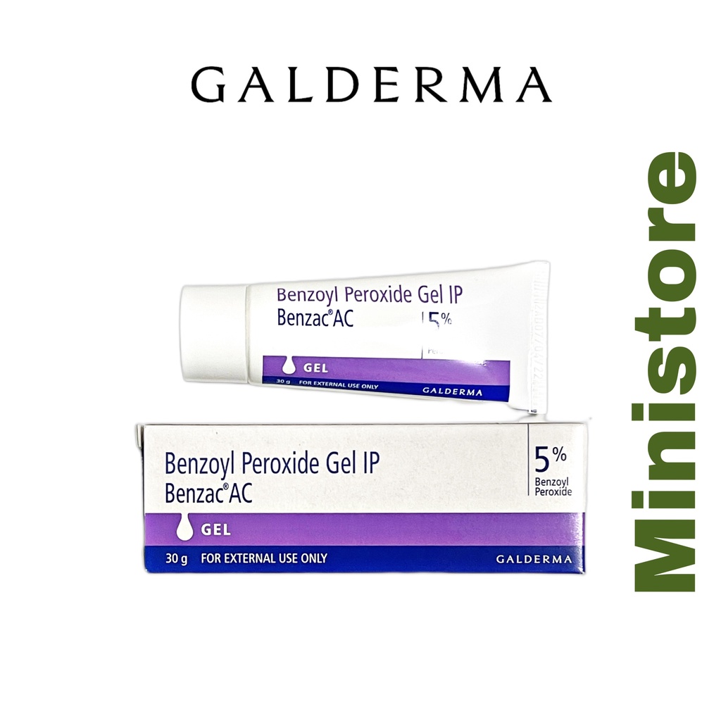 Gel giảm mụn trứng cá Benzac AC - Benzoyl peroxide 5% 30g