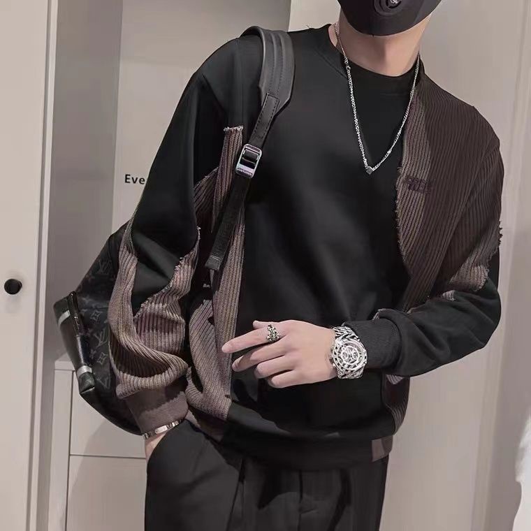 Áo Thun Tay Dài Cổ Tròn Họa Tiết Kẻ Sọc Đơn Giản Thời Trang Mùa Thu Cho Nam