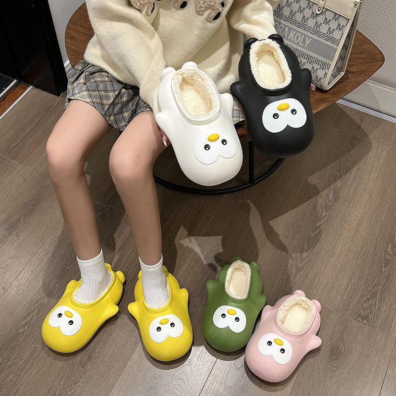 Dép Bông EVA Đi Trong Nhà Hình Chim Cánh Cụt Đáng Yêu Chống Trơn Trượt Giữ Ấm Thời Trang Mùa Đông