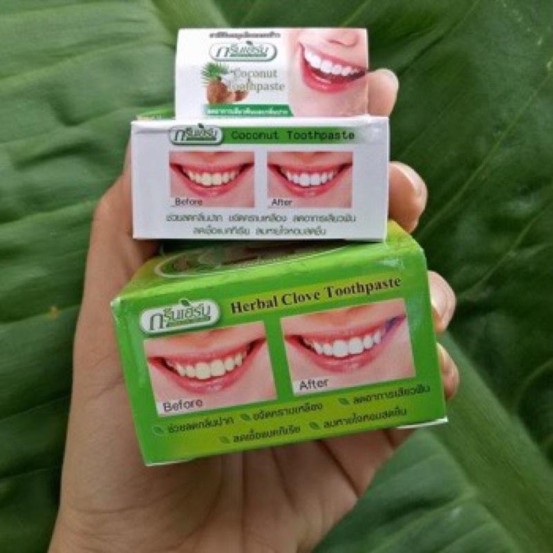Kem Tẩy Trắng Răng &amp; Cao Răng Green Herb Trái Dừa Thái Lan 25gr+10gr