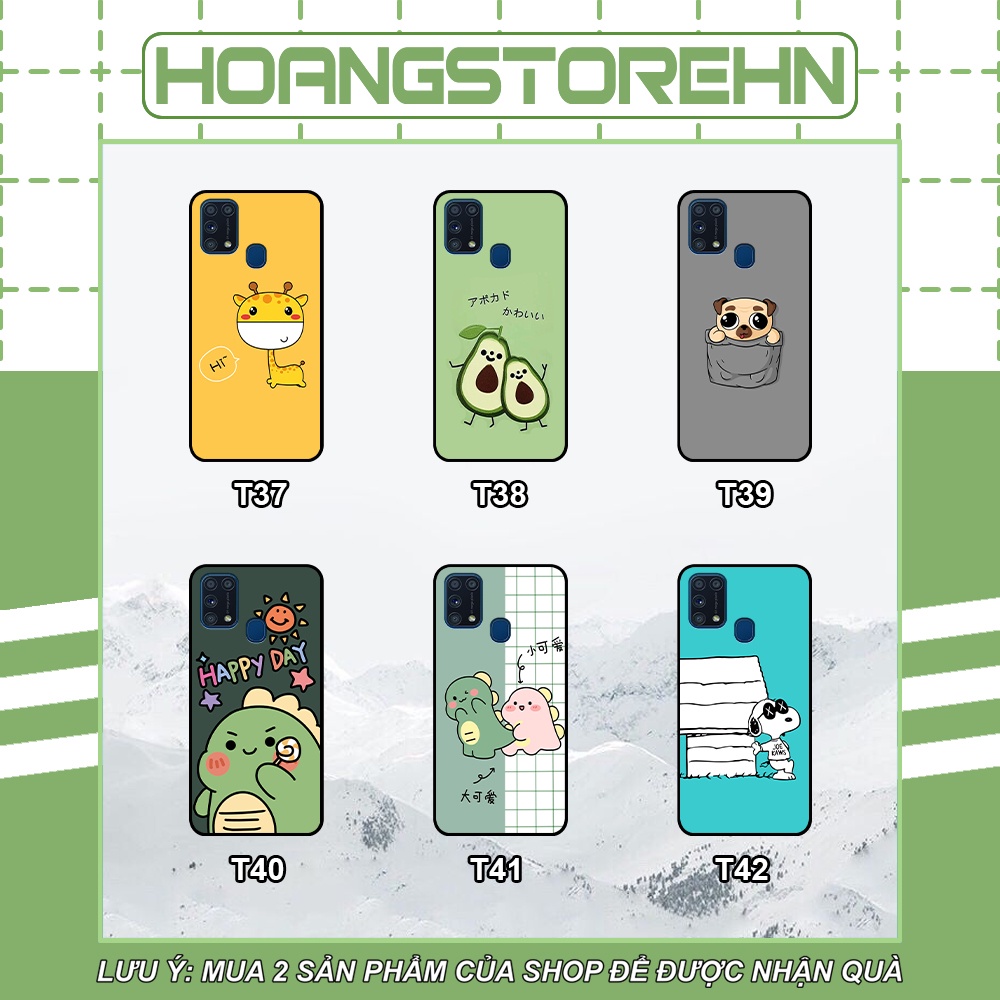 Ốp lưng Samsung M31 in hình quả bơ, hươu, khủng long siêu dễ thương