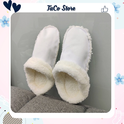 Lót lông gắn dép crocs vải bông siêu ấm Tacostore (TC48)