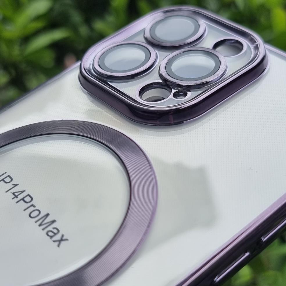 (Ốp Iphone) Ốp lưng trong viền màu hỗ trợ Magsafe KST bảo vệ mắt kính,chống bụi lỗ loa dành cho IPhone 14/Plus/Pro/Prm