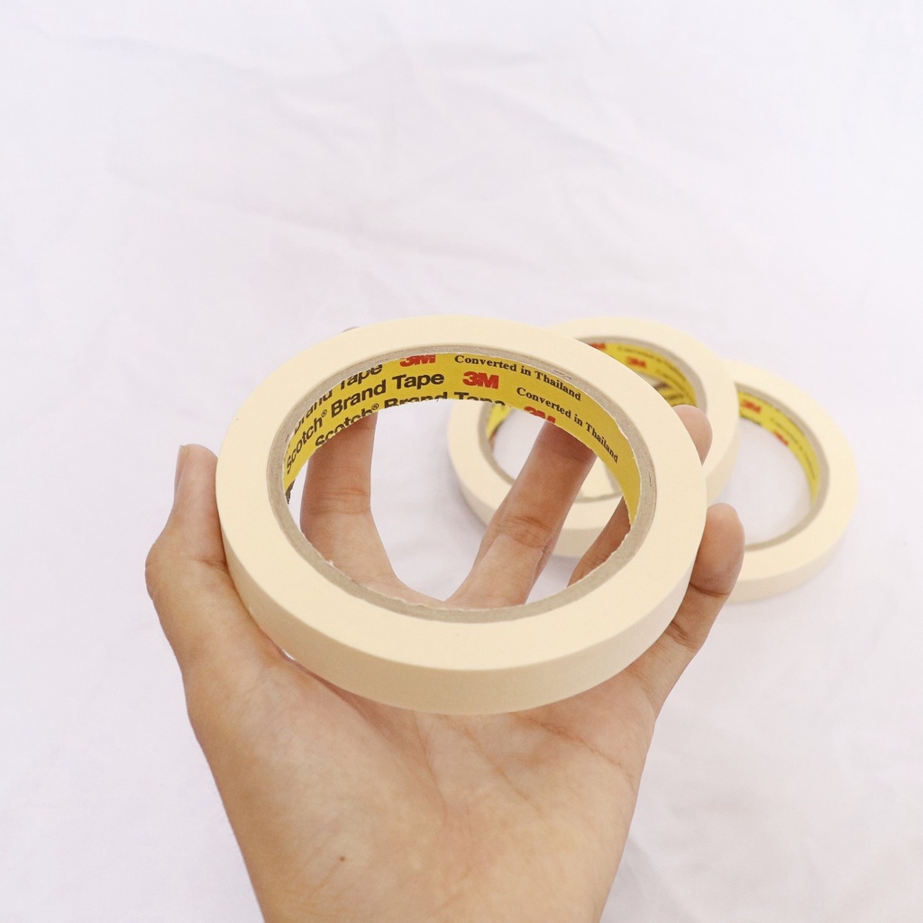 Băng keo giấy dùng che sơn khổ 1,5cm dài 27m Masking Tape 3M