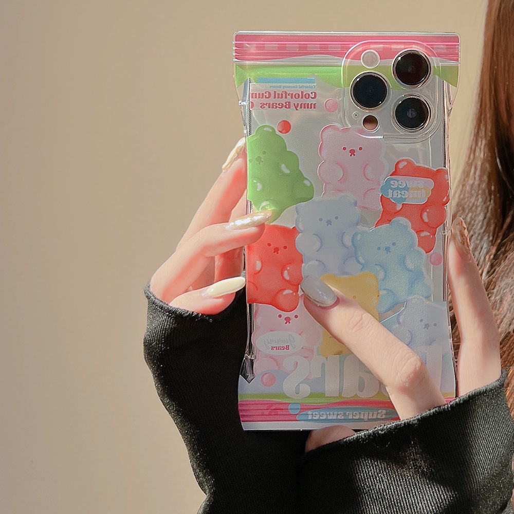 Ốp Điện Thoại Trong Suốt Họa Tiết Gấu Dễ Thương Dành Cho Iphone 14 11 12 13 PRO MAX