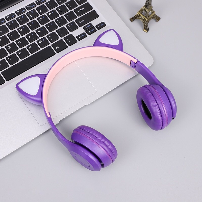 Tai Nghe Mèo Bluetooth P47M Tai Mèo Dễ Thương Có Mic, Âm Bass Mạnh Mẽ Nghe Nhạc Cực Hay FullBox