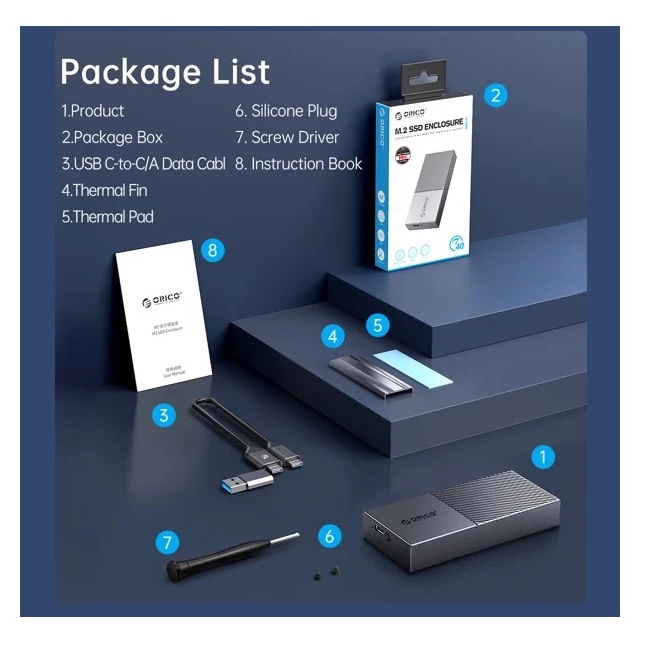 Hộp ổ cứng SSD ORICO M205C3-BP (M.2 SATA Type C) Màu xám