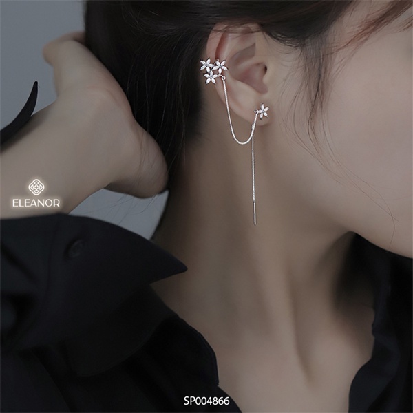 Bông tai nữ gắn vành Eleanor Accessories phụ kiện trang sức đính đá hình bông hoa năm cánh (một chiếc) 4866