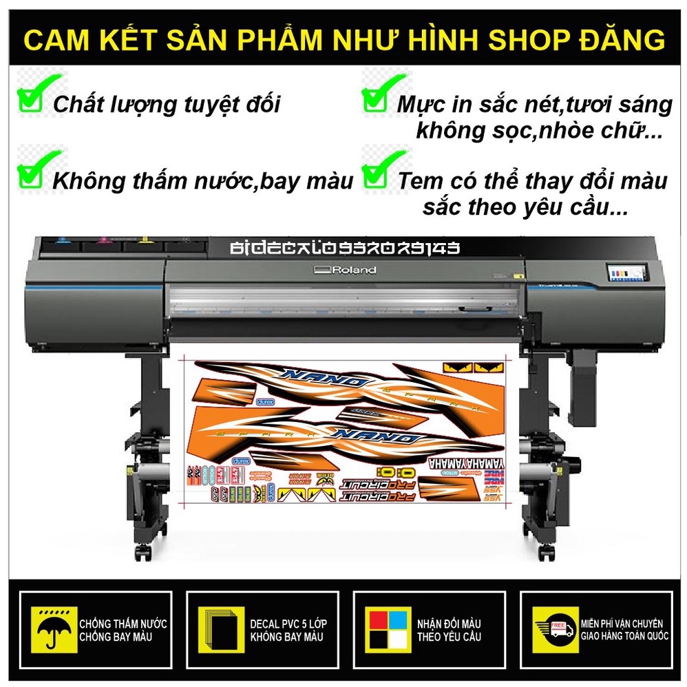 ( Quí khách vui lòng mang ra tiệm cho thợ dán ) xe Sirius nano cam đen