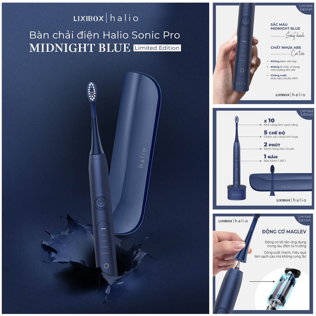Combo Bàn Chải Điện Halio Sonic Whitening Electric