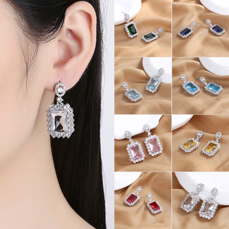 Khuyên Tai Dáng Vuông Đính Đá Sang Trọng Cho Nữ