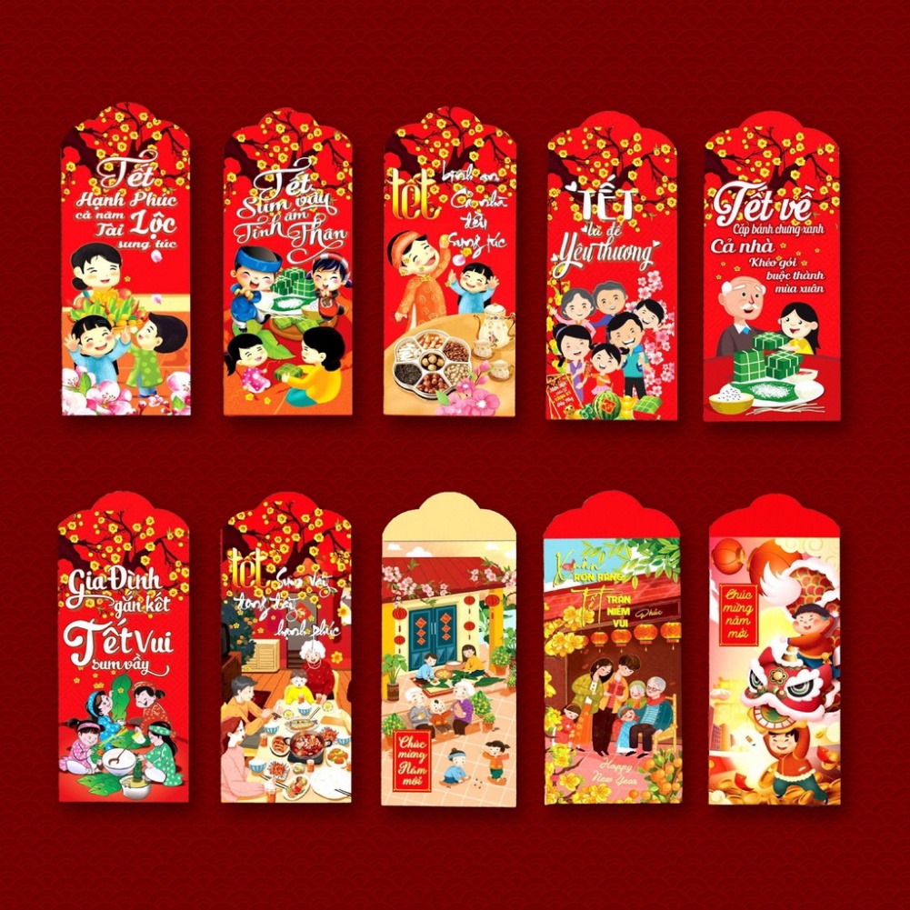 COMBO 50 Bao Lì Xì Đỏ Tết May Mắn🍀FREESHIP🍀Lì Xì Năm Mới HOT TREND Tết Quý Mão 2023