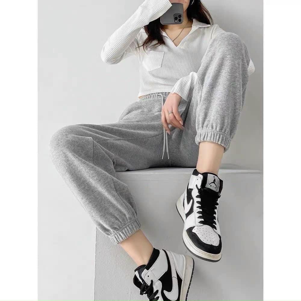 Quần jogger tăm, quần bom tăm 2 màu cho nữ .
