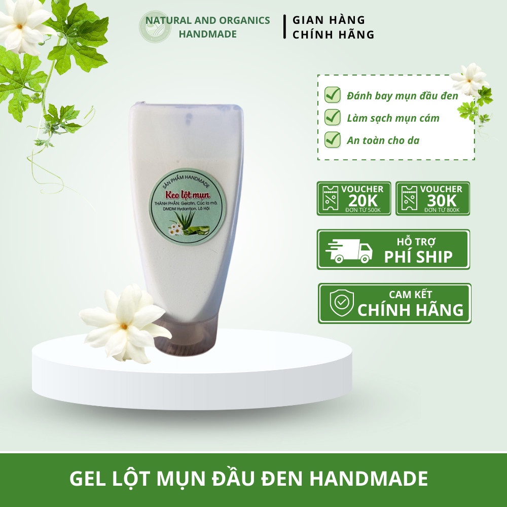 Gel Lột Mụn Đầu Đen Handmade, Keo Lột Mụn Cám Làm Sạch Sâu Hỗ Trợ Giảm Mụn Cho Vùng Mũi