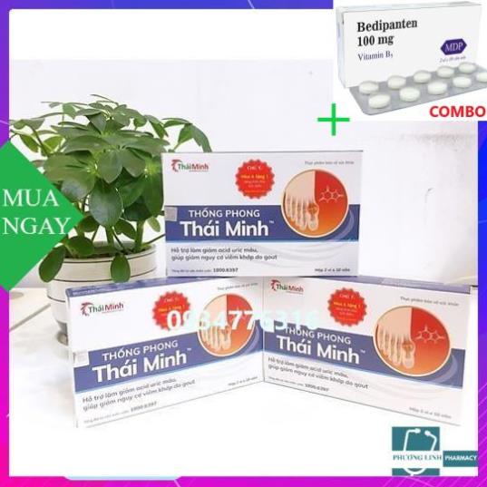 Combo Bedipanten 100mg +  Thống Phong Thái Minh giảm acid uric và nguy cơ viêm khớp do gout, hộp 20 viên