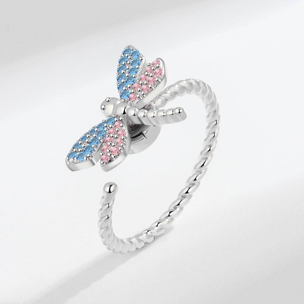 Vòng Tay Dạng Nhẫn Hình Chuồn Chuồn Đính Đá Zircon Thời Trang Đơn Giản Cho Nữ