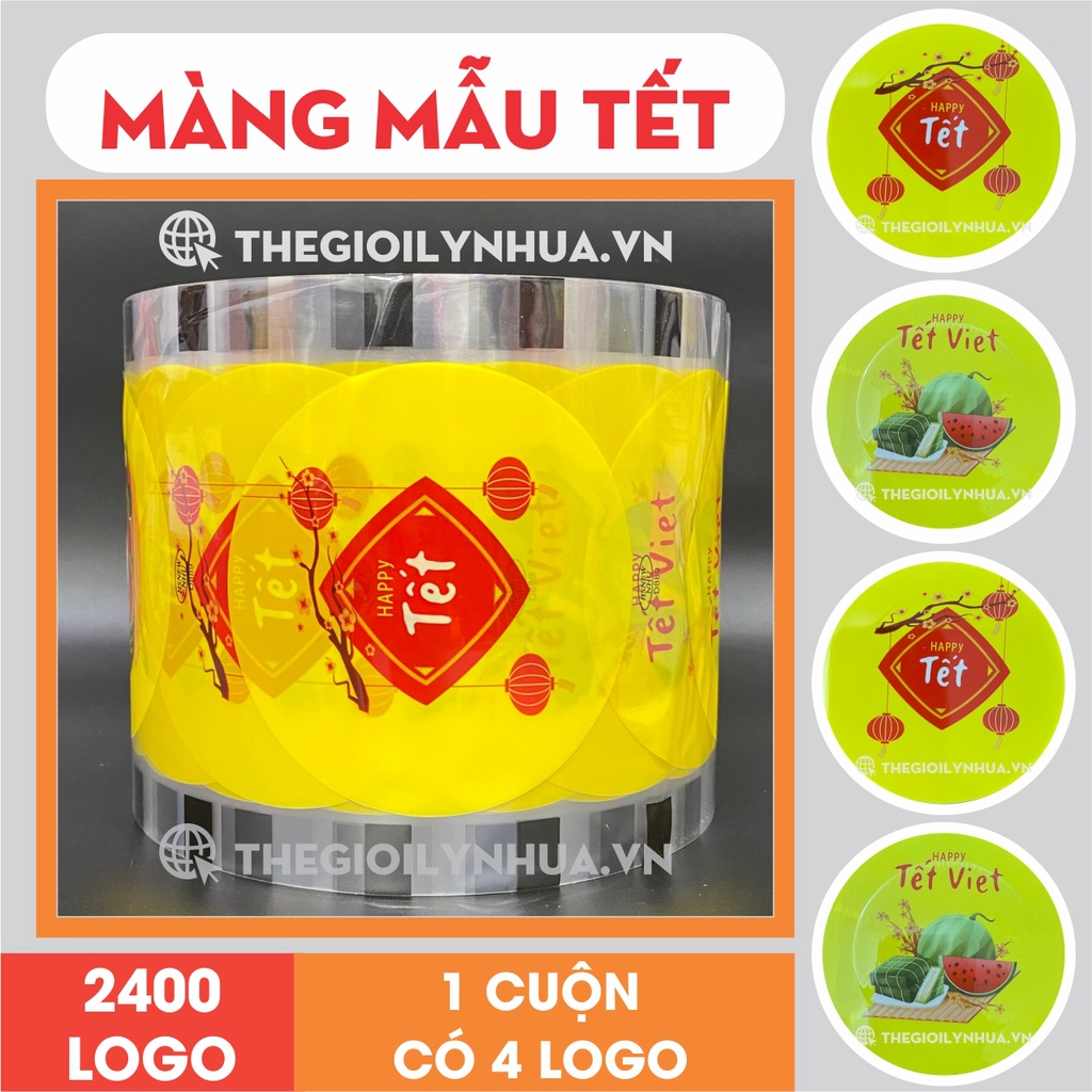 Màng dập cốc, cuộn dập nắp cốc trà sữa, màng ép ly nhựa in mẫu Tết 2400 logo mẫu 02
